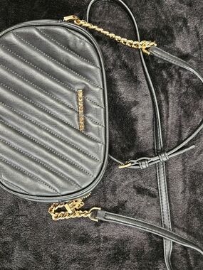 Michael Kors Black Quilted Crossbody Bag with Gold Hardware